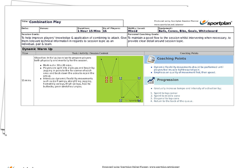 Combination Play Football Lesson Plan Session Plan Sportplan