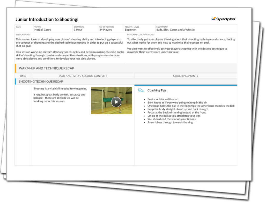 Junior Introduction to Shooting! | Netball Lesson Plan | Sportplan