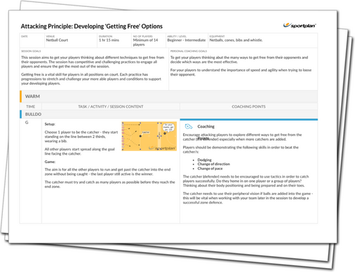 Netball Lesson Plan: Attacking Principle: Developing ?Getting Free? Options