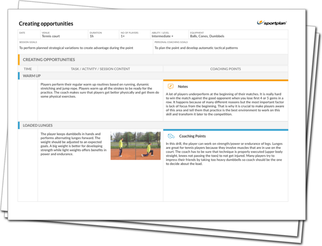 Creating opportunities | Tennis Lesson Plan | Session | Sportplan