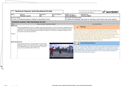 Technical Session with Backhand Stroke Lesson Plan