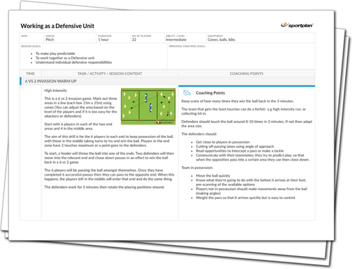 Working as a Defensive Unit Lesson Plan