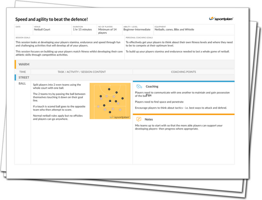 Speed and agility to beat the defence! Lesson Plan