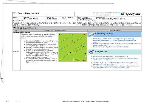 Controlling the Ball | Football Lesson Plan | Session | Sportplan
