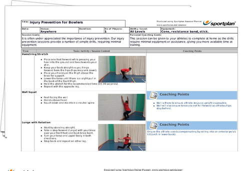 Injury Prevention for Bowlers | Cricket Lesson Plan | | Sportplan