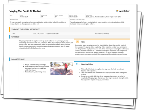 Varying The Depth At The Net | Tennis Lesson Plan | | Sportplan