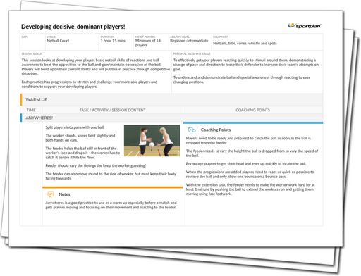 Netball Lesson Plan: Developing decisive, dominant players!