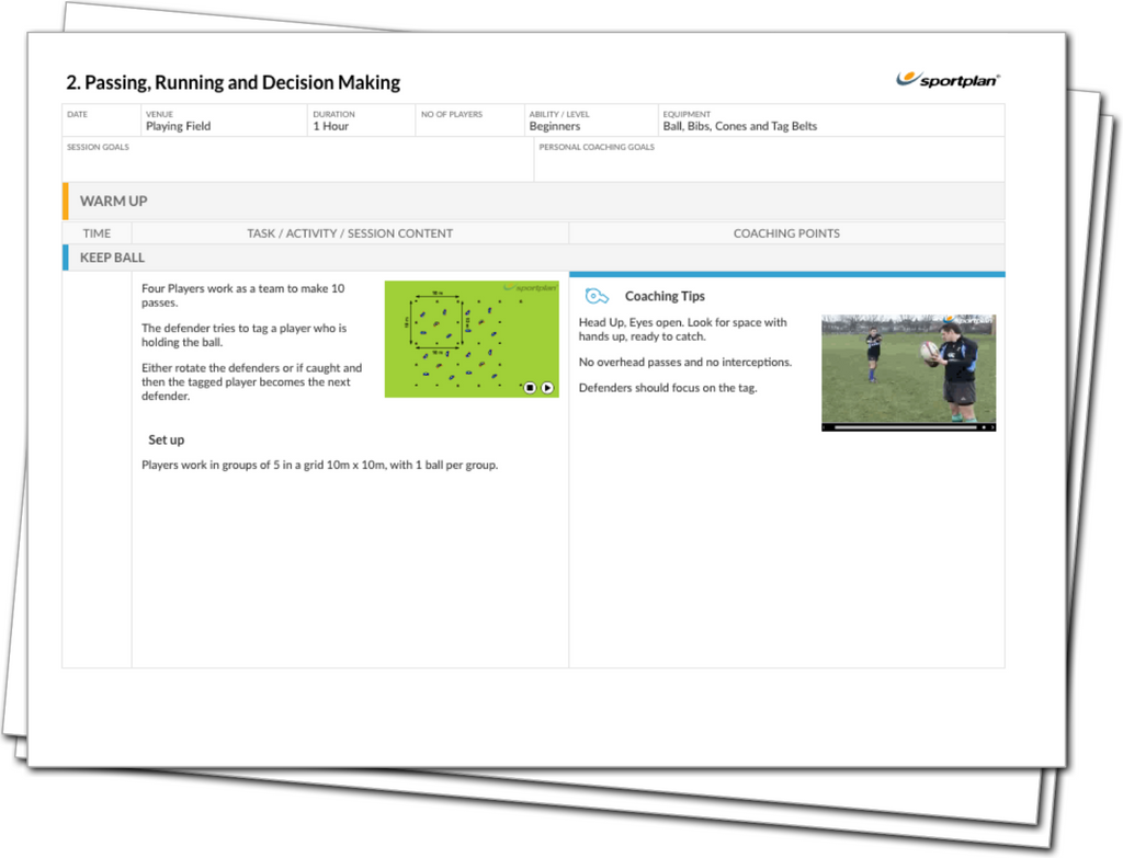 2. Passing, Running and Decision Making | Rugby Lesson | Sportplan