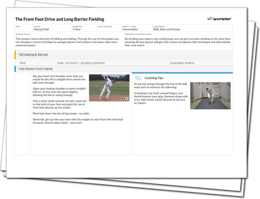 Front and back - Fielding and Batting Lesson Plan