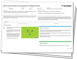 Cricket Lesson Plan: Junior Elements: Developing Throwing and Catching + Performance Practice: Increasing players' Fielding Intensity