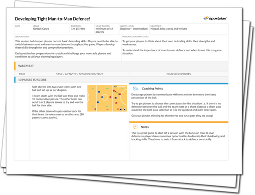 Developing Tight Man-to-Man Defence! Lesson Plan
