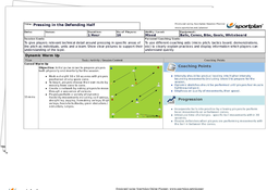 Pressing in the Defending Half Lesson Plan