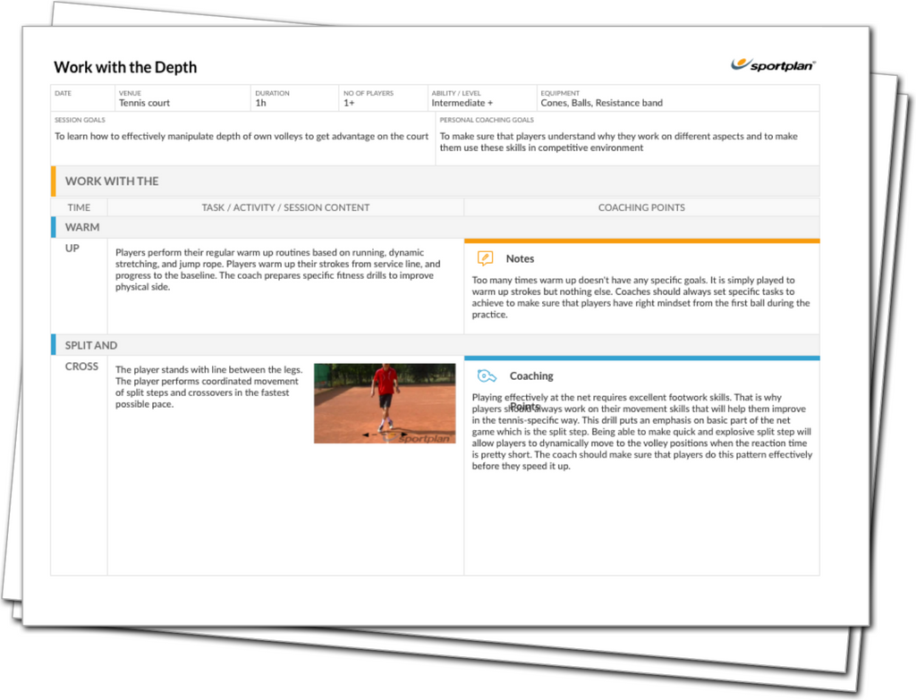 Work with the Depth | Tennis Lesson Plan | Session | Sportplan