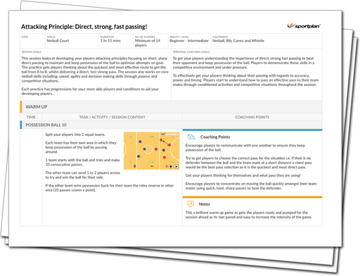 Netball Lesson Plan: Direct Fast Passing + Intro to Shooting