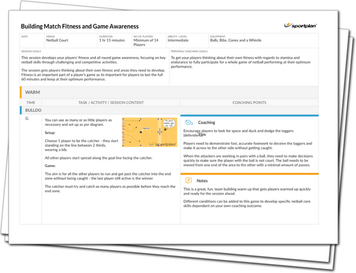 Netball Lesson Plan: Through Court Play + Building Match Fitness