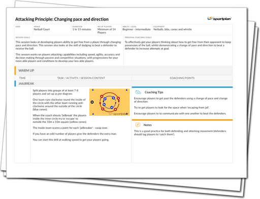 Attacking Principle: Changing pace and direction Lesson Plan