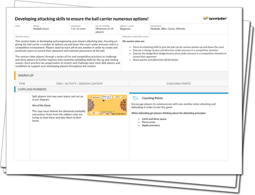 Developing attacking skills to ensure the ball carrier numerous options! Lesson Plan