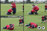 Tackling with player with ball standing. | Tackling
